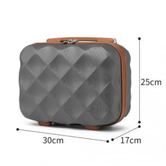 K2395L - British Traveller 13 Inch Ultralight ABS And Polycarbonate Vanity Case - Grey And Brown