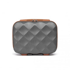 K2395L - British Traveller 13 Inch Ultralight ABS And Polycarbonate Vanity Case - Grey And Brown