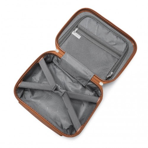 K2395L - British Traveller 13 Inch Ultralight ABS And Polycarbonate Vanity Case - Grey And Brown