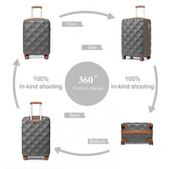 K2395L - British Traveller 20 Inch Ultralight ABS And Polycarbonate Bumpy Diamond Suitcase With TSA Lock - Grey And Brown