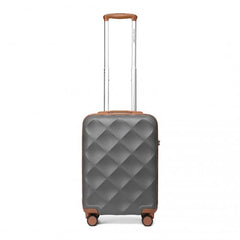 K2395L - British Traveller 20 Inch Ultralight ABS And Polycarbonate Bumpy Diamond Suitcase With TSA Lock - Grey And Brown