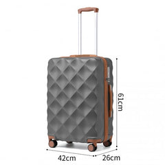 K2395L - British Traveller Ultralight ABS And Polycarbonate Bumpy Diamond 3 Pcs Luggage Set With TSA Lock - Grey And Brown