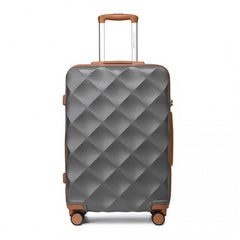 K2395L - British Traveller 24 Inch Ultralight ABS And Polycarbonate Bumpy Diamond Suitcase With TSA Lock - Grey And Brown