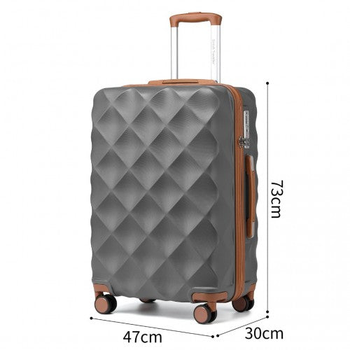 K2395L - British Traveller Ultralight ABS And Polycarbonate Bumpy Diamond 3 Pcs Luggage Set With TSA Lock - Grey And Brown