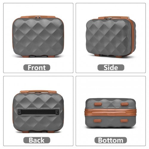 K2395L - British Traveller Ultralight ABS And Polycarbonate Bumpy Diamond 4 Pcs Luggage Set With TSA Lock - Grey And Brown