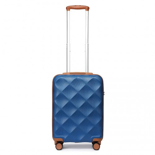 K2395L - British Traveller 20 Inch Ultralight ABS And Polycarbonate Bumpy Diamond Suitcase With TSA Lock - Navy And Brown