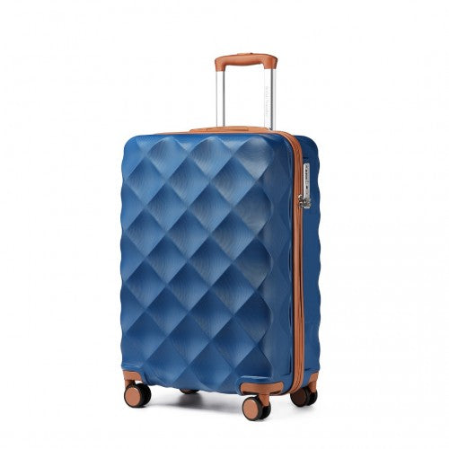 K2395L - British Traveller 20 Inch Ultralight ABS And Polycarbonate Bumpy Diamond Suitcase With TSA Lock - Navy And Brown