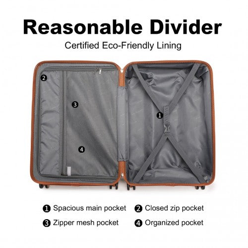 K2395L - British Traveller 20 Inch Ultralight ABS And Polycarbonate Bumpy Diamond Suitcase With TSA Lock - Navy And Brown