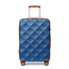 K2395L - British Traveller 24 Inch Ultralight ABS And Polycarbonate Bumpy Diamond Suitcase With TSA Lock - Navy And Brown