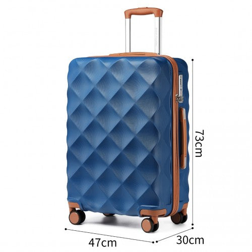 K2395L - British Traveller Ultralight ABS And Polycarbonate Bumpy Diamond 3 Pcs Luggage Set With TSA Lock - Navy And Brown