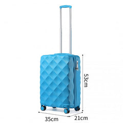 K2395L - British Traveller 20 Inch Ultralight ABS And Polycarbonate Bumpy Diamond Suitcase With TSA Lock - Blue