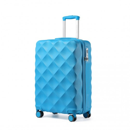 K2395L - British Traveller 20 Inch Ultralight ABS And Polycarbonate Bumpy Diamond Suitcase With TSA Lock - Blue