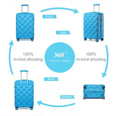 K2395L - British Traveller 20 Inch Ultralight ABS And Polycarbonate Bumpy Diamond Suitcase With TSA Lock - Blue