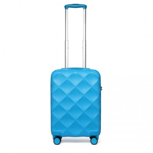 K2395L - British Traveller 20 Inch Ultralight ABS And Polycarbonate Bumpy Diamond Suitcase With TSA Lock - Blue