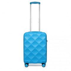 K2395L - British Traveller 20 Inch Ultralight ABS And Polycarbonate Bumpy Diamond Suitcase With TSA Lock - Blue