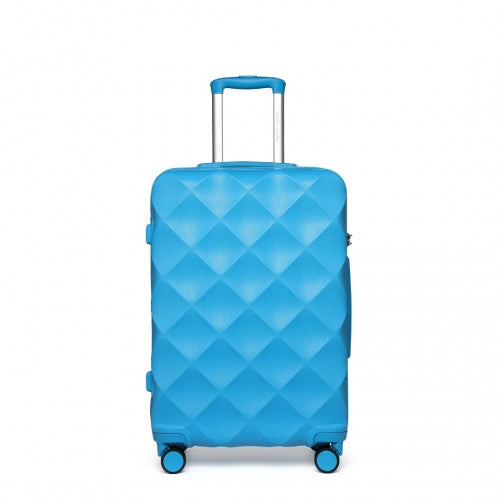 K2395L - British Traveller 28 Inch Ultralight ABS And Polycarbonate Bumpy Diamond Suitcase With TSA Lock - Blue