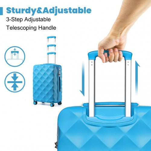 K2395L - British Traveller 28 Inch Ultralight ABS And Polycarbonate Bumpy Diamond Suitcase With TSA Lock - Blue