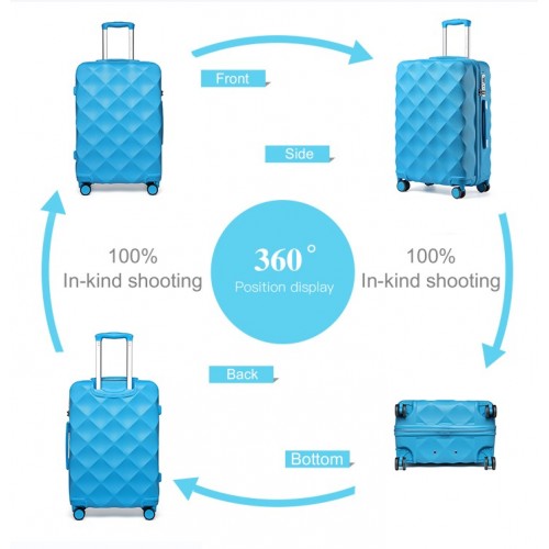 K2395L - British Traveller 28 Inch Ultralight ABS And Polycarbonate Bumpy Diamond Suitcase With TSA Lock - Blue