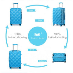 K2395L - British Traveller 24 Inch Ultralight ABS And Polycarbonate Bumpy Diamond Suitcase With TSA Lock - Blue