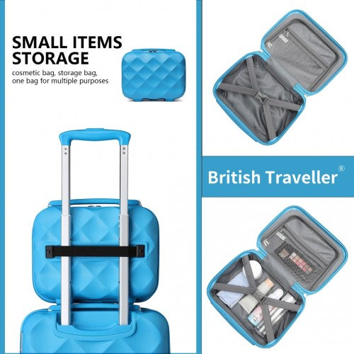 K2395L - British Traveller 13 Inch Ultralight ABS And Polycarbonate Vanity Case - Blue