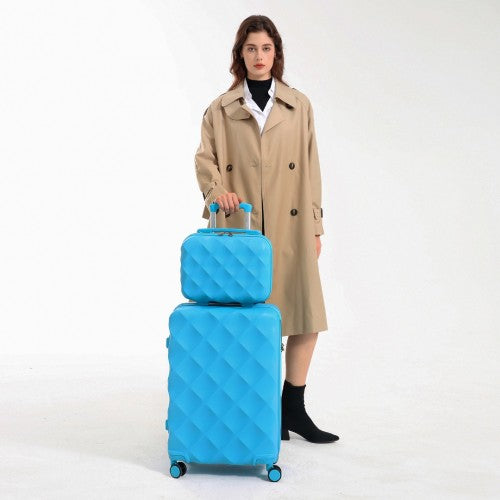 K2395L - British Traveller 13 Inch Ultralight ABS And Polycarbonate Vanity Case - Blue