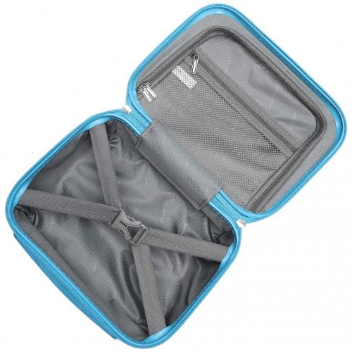 K2395L - British Traveller 13 Inch Ultralight ABS And Polycarbonate Vanity Case - Blue