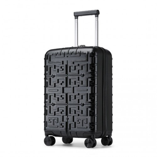 K2396L - Supercase Stylish 20 Inch Carry-On Polypropylene Hardshell Suitcase with Maze Pattern - Black