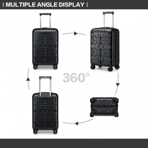 K2396L - Supercase Stylish 20 Inch Carry-On Polypropylene Hardshell Suitcase with Maze Pattern - Black