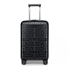 K2396L - Supercase Stylish 20 Inch Carry-On Polypropylene Hardshell Suitcase with Maze Pattern - Black