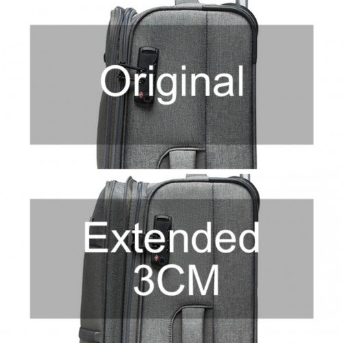 K2397L - British Traveller 3-Piece Lightweight Soft Shell Luggage Set with TSA Locks - Grey