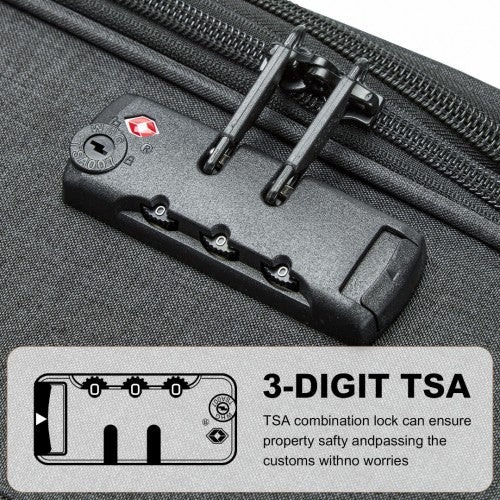 K2397L - British Traveller 3-Piece Lightweight Soft Shell Luggage Set with TSA Locks - Black