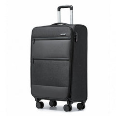 K2397L - British Traveller 20 Inch Lightweight Cabin Carry-On Suitcase with Soft Shell and Laptop Compartment - Black