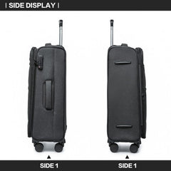 K2397L - British Traveller 24 Inch Lightweight Soft Shell Expandable Suitcase With TSA Lock - Black