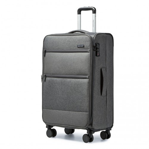 K2397L - British Traveller 24 Inch Lightweight Soft Shell Expandable Suitcase With TSA Lock - Grey