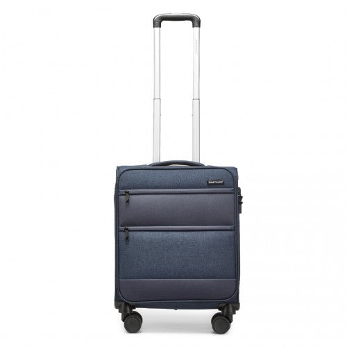 K2397L - British Traveller 20 Inch Lightweight Cabin Carry-On Suitcase with Soft Shell and Laptop Compartment - Navy