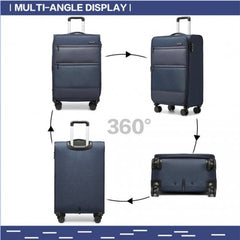 K2397L - British Traveller 20 Inch Lightweight Cabin Carry-On Suitcase with Soft Shell and Laptop Compartment - Navy