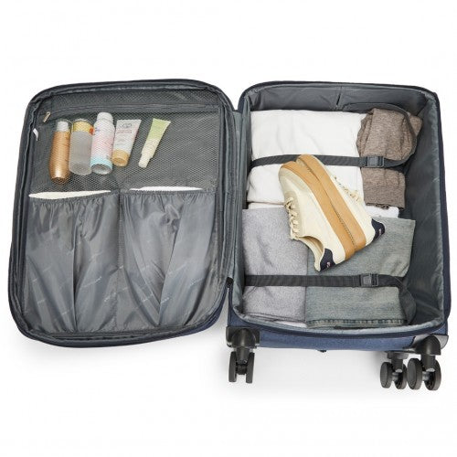 K2397L - British Traveller 28 Inch Lightweight Soft Shell Expandable Suitcase With TSA Lock - Navy