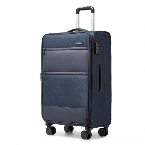 K2397L - British Traveller 28 Inch Lightweight Soft Shell Expandable Suitcase With TSA Lock - Navy