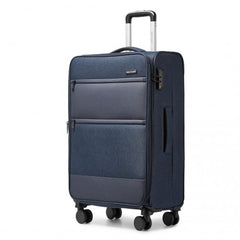 K2397L - British Traveller 24 Inch Lightweight Soft Shell Expandable Suitcase With TSA Lock - Navy