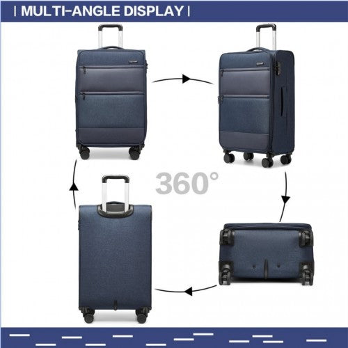 K2397L - British Traveller 28 Inch Lightweight Soft Shell Expandable Suitcase With TSA Lock - Navy