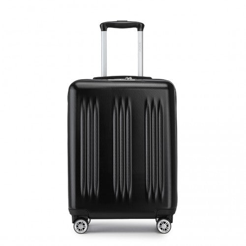 KSK2483 - Kono 20 Inch Sleek Striped Carry-On Suitcase Durable ABS+PC Luggage With Four Spinner Wheels And TSA Lock Perfect for Travel - Black