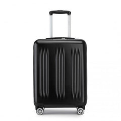 KSK2483 - Kono 20 Inch Sleek Striped Carry-On Suitcase Durable ABS+PC Luggage With Four Spinner Wheels And TSA Lock Perfect for Travel - Black