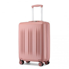 KSK2483 - Kono 20 Inch Sleek Striped Carry-On Suitcase Durable ABS+PC Luggage With Four Spinner Wheels And TSA Lock Perfect for Travel - Nude