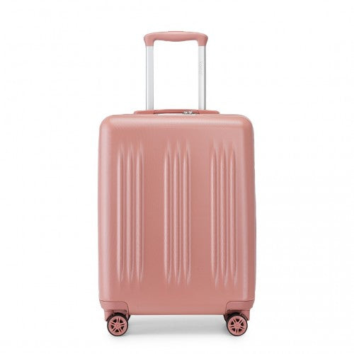 KSK2483 - Kono 20 Inch Sleek Striped Carry-On Suitcase Durable ABS+PC Luggage With Four Spinner Wheels And TSA Lock Perfect for Travel - Nude