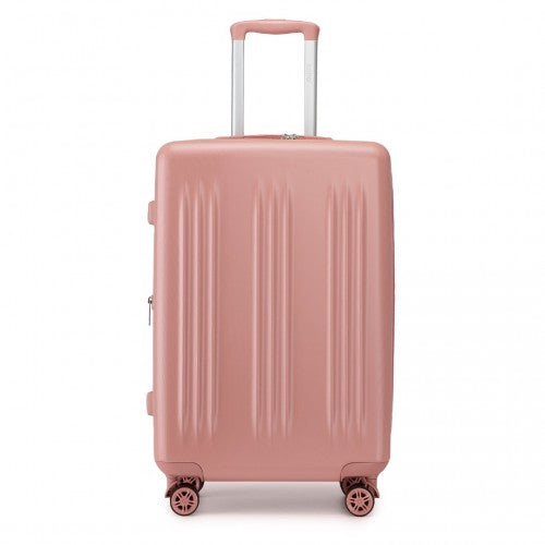 KSK2483 - Kono 24 Inch Sleek Striped Check-In Suitcase Expandable Durable ABS+PC Luggage with Four Spinner Wheels TSA Lock - Nude