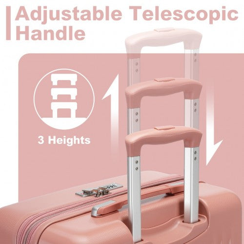 KSK2483 - Kono 24 Inch Sleek Striped Check-In Suitcase Expandable Durable ABS+PC Luggage with Four Spinner Wheels TSA Lock - Nude