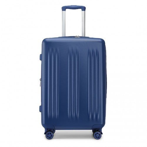 KSK2483 - Kono 28 Inch Sleek Striped Check-In Suitcase Expandable Durable ABS+PC Luggage with Four Spinner Wheels TSA Lock - Navy