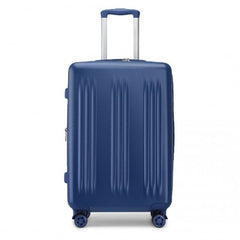 KSK2483 - Kono 24 Inch Sleek Striped Check-In Suitcase Expandable Durable ABS+PC Luggage with Four Spinner Wheels TSA Lock - Navy