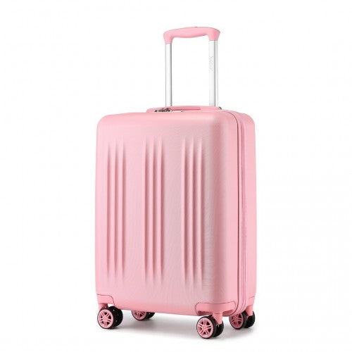 KSK2483 - Kono 20 Inch Sleek Striped Carry-On Suitcase Durable ABS+PC Luggage With Four Spinner Wheels And TSA Lock Perfect for Travel - Pink