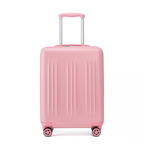 KSK2483 - Kono 20 Inch Sleek Striped Carry-On Suitcase Durable ABS+PC Luggage With Four Spinner Wheels And TSA Lock Perfect for Travel - Pink